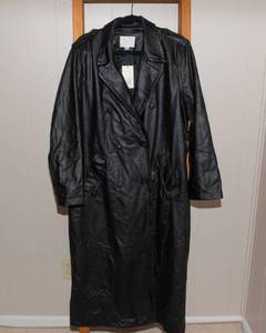 lot 48 image: A New Day Large Faux Leather Trench Coat - Black, New With Tags
