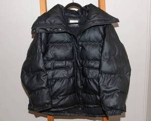 lot 87 image: Universal Thread XXL Black Faux Leather Mid-Length Puffer Jacket