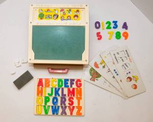 1972 Fisher Price School Days Desk – Magnetic Chalkboard with Tracing Cards