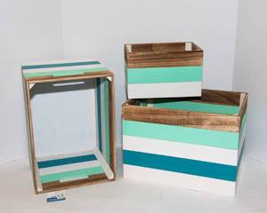 Set of Three Brand New Blue/Teal Wooden Crates