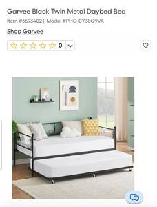lot 23 image: Garvee Black Twin Metal Daybed Bed frame