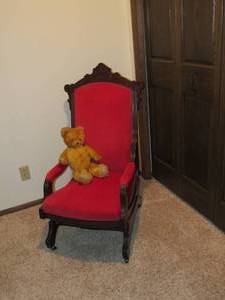 lot 30 image: Antique Upholstered Rocking Chair