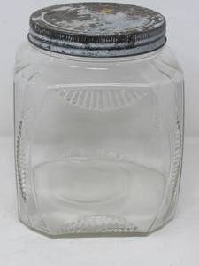 lot 82 image: Antique Glass Cannister with metal top