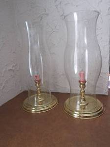 lot 92 image: 2 vintage Hurricane Lamps