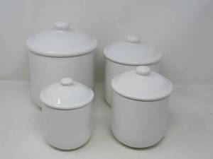 lot 102 image: White Ceramic Cannisters (4 qty)