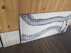lot 12 image: 3pc variety of Concrete artwork decor...