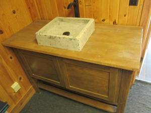 lot 31 image: Neutral Tone Square Wash basin sink with cabinet...