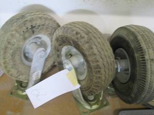 lot 62 image: (3) Pneumatic swivel casters wheels...