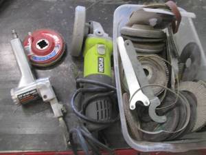 lot 84 image: Ryobi angle grinder and variety of ...