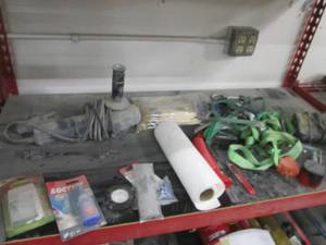 lot 113 image: Content of shelf including paint br...