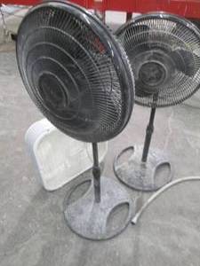 lot 160 image: Pair of taller oscillating fans plu...