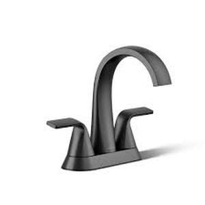 lot 25 image: KOHLER Cursiva 4 in. Centerset Double Handle Bathroom Faucet in Matte Black Customer Returns See Pictures