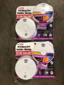 lot 2 image: Lot of Kidde 10-Year Worry-Free Smoke and Carbon Monoxide Detector, Battery Powered with Voice Alarm (2-Pack) Customer Returns See Pictures