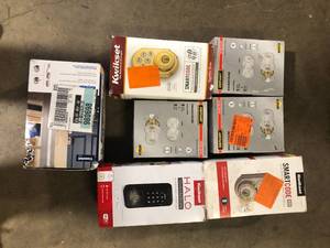 lot 10 image: Lot of Assorted Door Handles and Digital Door Locks  Various Models and Conditions Customer Returns See Pictures