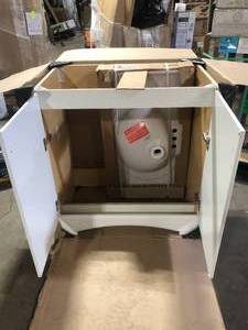 Glacier Bay 31 in. Single Sink White Bath Vanity with White Cultured Marble Top (Assembled) Customer Returns See Pictures
