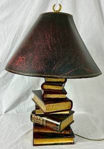 lot 42 image: Maitland Smith Faux Books Table Lamp