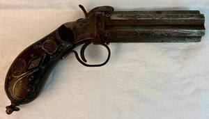 lot 59 image: Antique 6 Barrel Percussion Pepperbox Pistol