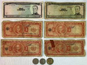 lot 75 image: El Salvador Coins and Currency
