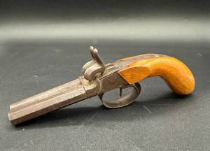 lot 62 image: Antique 19th Century Side By Side Double Barrel Percussion Boot Pistol