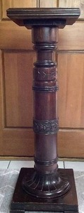 lot 26 image: Antique Hand Carved Wood Pedestal