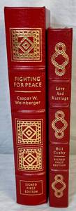 lot 94 image: Signed First Edition Leather Bound Books by Easton Press Love and Marriage and Fighting For Peace