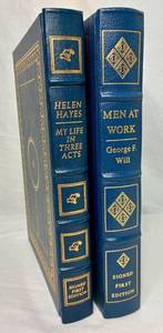 lot 91 image: Signed First Edition Leather Bound Books by Easton Press Men at Work and My Life in Three Acts
