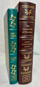 lot 88 image: Signed First Edition Leather Bound Books by Easton Press Out There and The Crosswinds of Freedom