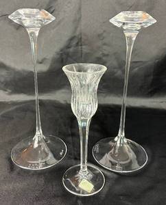 lot 133 image: Kosta Boda and Mikasa Candlestick Holders - 3 pcs