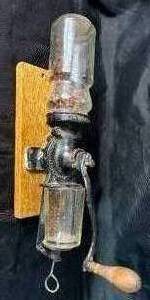lot 135 image: Antique Universal No. 24 Black Wall Mount Coffee Grinder Mill by Landers Farley & Clark