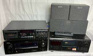 lot 192 image: Denon AV Surround Receiver Model AVR1909, Sony Stereo Dual Cassette Deck TC-WR535, Sony 200 Compact Disc Player CDP-CX200