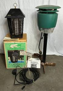lot 196 image: Flowtron MT-150A Mosquito Power Trap with Stand and Sunbeam Electronic Insect Killer Model 6346