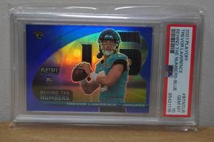 lot 23 image: 2021 Playoff Trevor Lawrence Behind the Numbers Blue Rookie Football Card - PSA 10