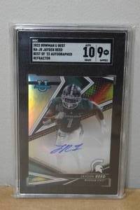lot 29 image: 2022 Bowman U Best Jayden Reed Autograph Refractor Rookie Football Card - SGC 9