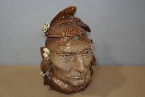 lot 109 image: Vintage McCoy Indian Head Ceramic Cookie Jar
