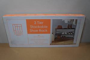 lot 188 image: Squared Away 3-Tier Stackable Shoe Rack - Gray
