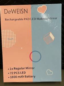lot 8 image: DeWEISN Rechargeable PAD LED Makeup Mirror