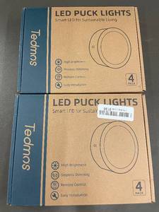 lot 15 image: Tedmos LED Puck Lights 4-Pack with Remote Control Dimming