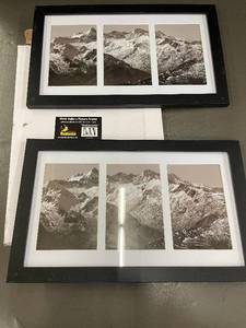 lot 18 image: Set of 2 Black Gallery Picture Frames with Mat for 3 Photos Each