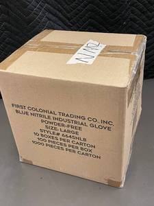 lot 30 image: Box of 1000 Large Blue Nitrile Industrial Gloves Powder-Free