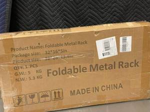 lot 50 image: Foldable Metal Rack with 3-Tier Storage Shelves
