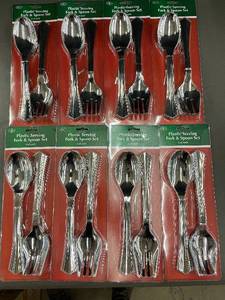 lot 195 image: Set of 8 Plastic Serving Fork and Spoon Sets
