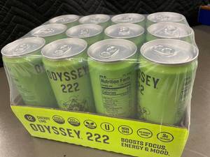 Pack of 12 Odyssey 222 Cherry Lime Energy Drinks