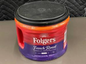 lot 138 image: Folgers French Roast Ground Coffee 22.6 oz Canister