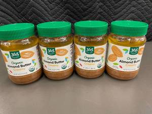 lot 153 image: Set of 4 Organic Creamy Almond Butter Jars, 16oz Each