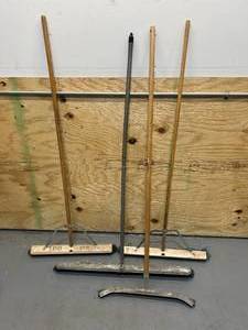 lot 128 image: Lot of 3 Push Brooms and Floor Squeegee
