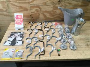 lot 142 image: Lot of Multiple Ceiling Hooks and Other Items