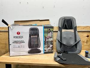 lot 215 image: Homedics Back Massager with Heat, Shiatsu Elite II Heated Neck and Back Massage Cushion