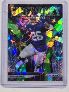 Saquon Barkley 2021 Panini Cracked Ice Fireworks Prizm Football Card No. F-1