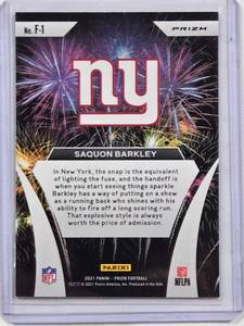 Saquon Barkley 2021 Panini Cracked Ice Fireworks Prizm Football Card No. F-1