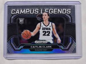 lot 4 image: Caitlin Clark 2024 Panini Prizm Silver Holo Campus Legends Rookie Card No. 5